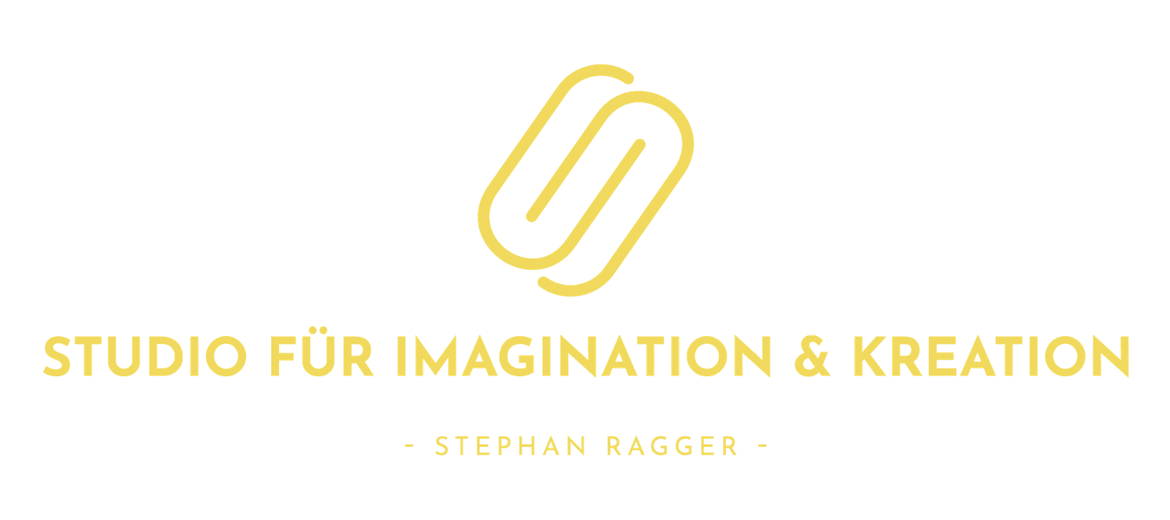 Logo des Studios f&uuml;r Imagination & Kreation auf pinkem Hintergrund mit der Aufschrift &sbquo;Studio f&uuml;r Imagination & Kreation &ndash; Stephan Ragger&lsquo;.